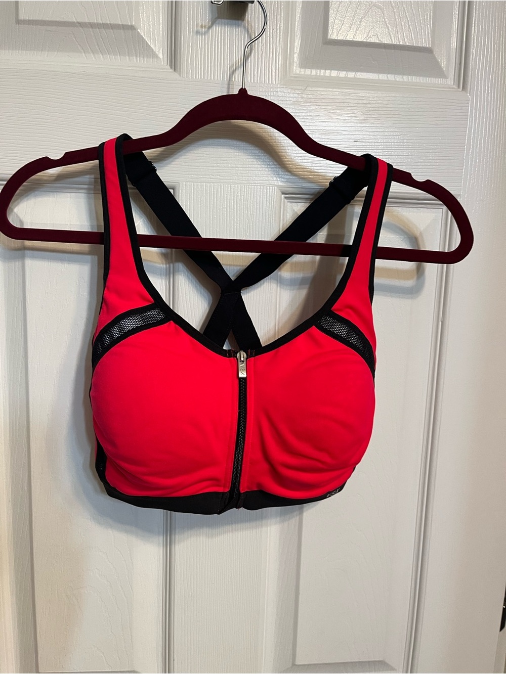 Victoria's Secret High-Impact Front-Zip Sports Bra - Hot Pink & Black